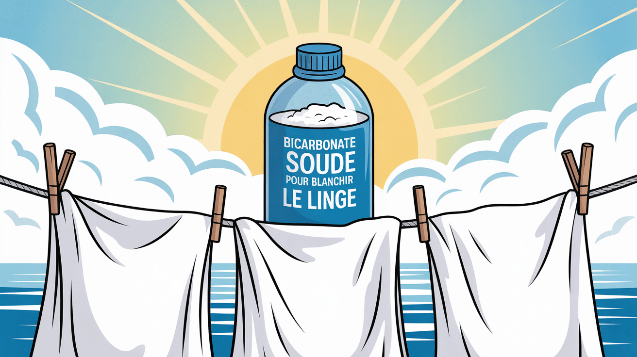 bicarbonate blanchir linge linge blanc étincelant sur corde