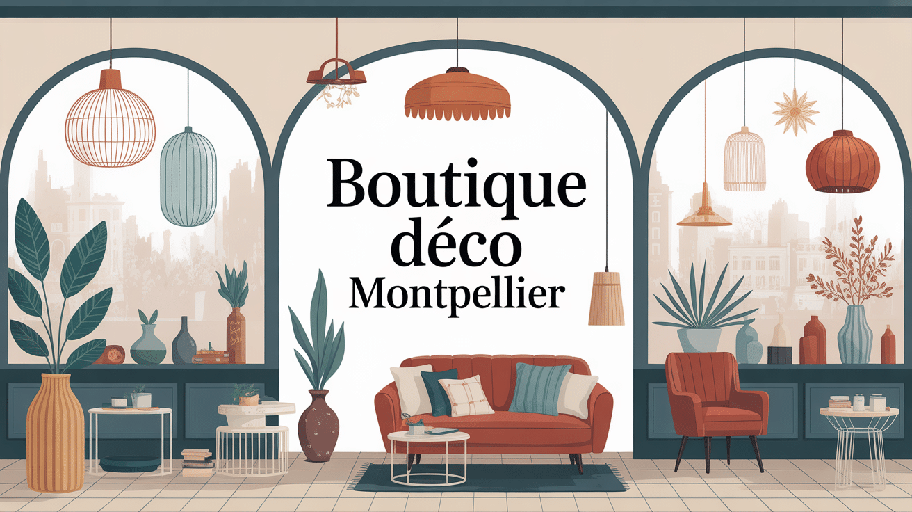 Illustration boutique deco Montpellier styles déco vitrine