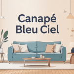 canapé bleu ciel pièce centrale salon moderne