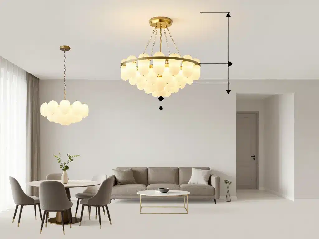 schéma emplacement chandelier lustre dans pièces