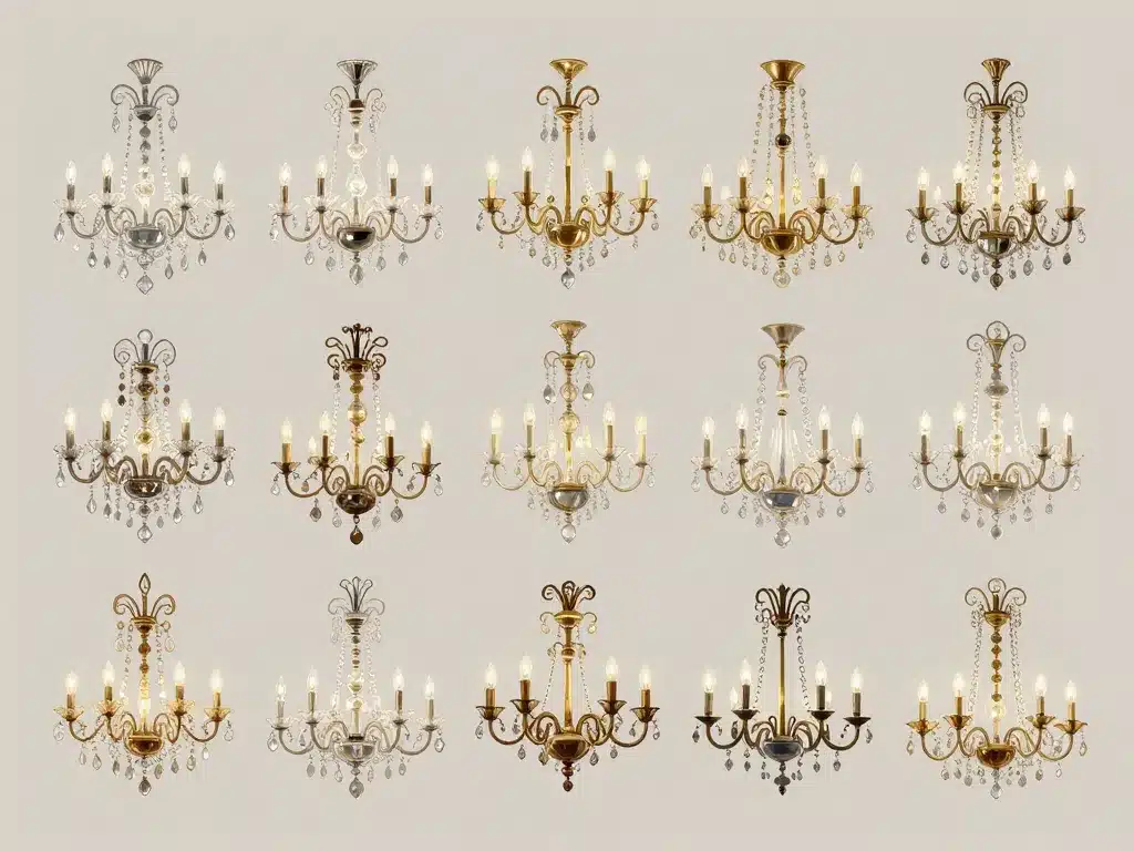 différents styles de chandelier lustre illustrés
