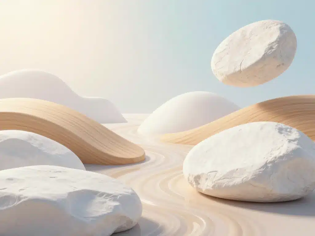 Cuisine plume lumière pastel, matières naturelles, aspect léger