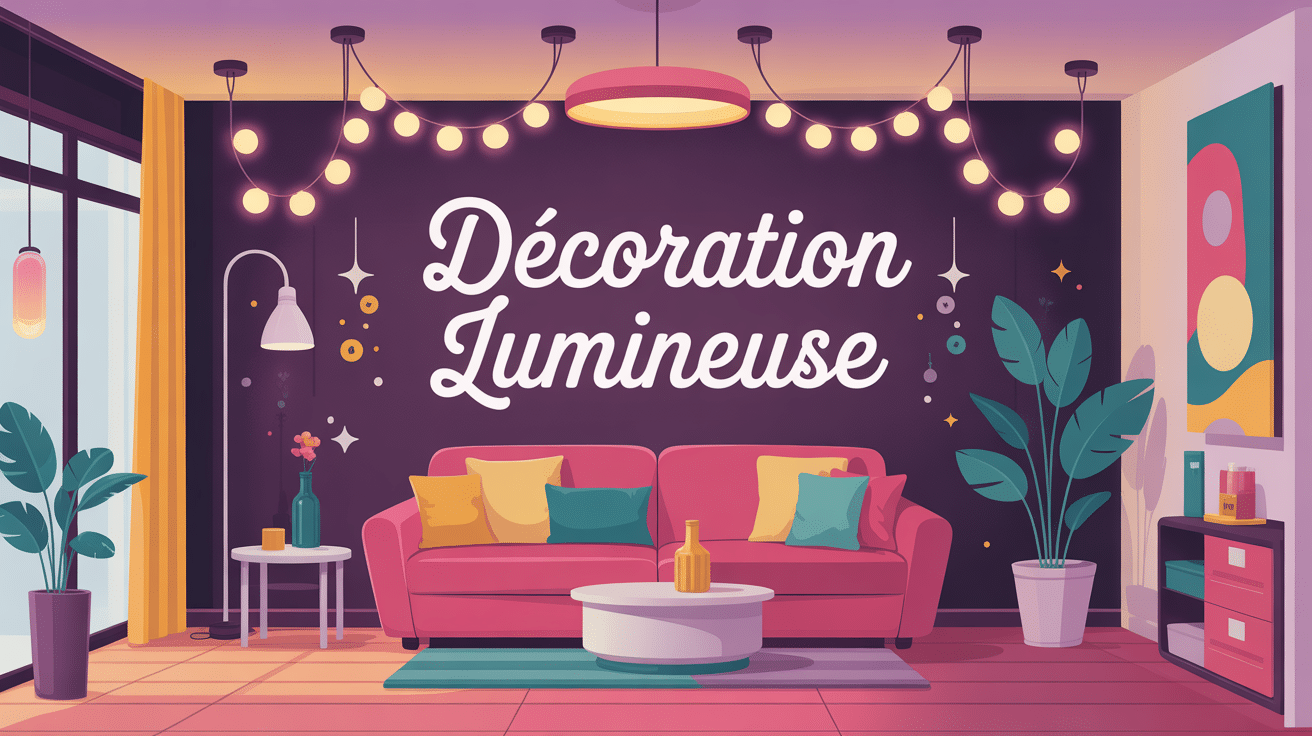 décoration murale lumineuse avec néons et appliques