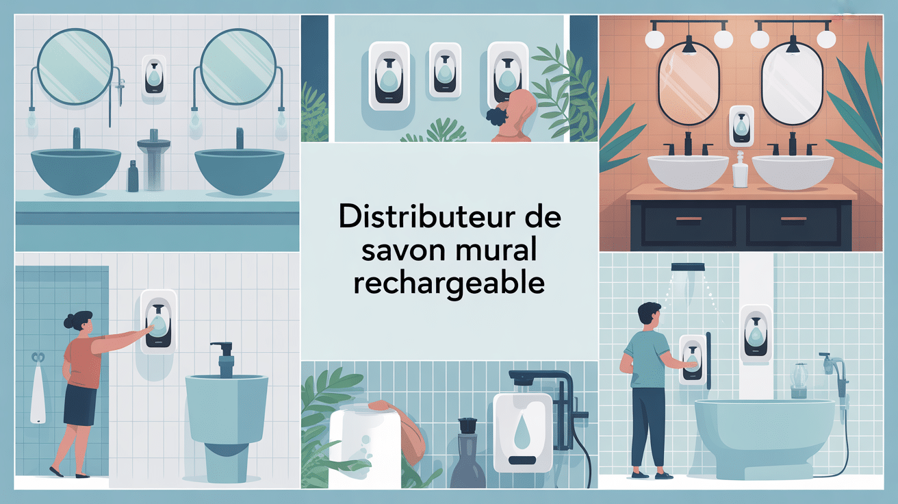 distributeur de savon mural rechargeable dans différents espaces