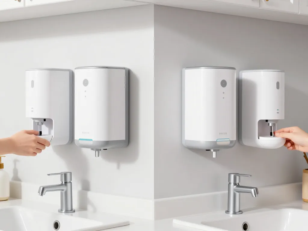 scène produits distributeur de savon mural rechargeable différents modèles