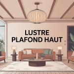 lustre plafond haut central dans intérieur spacieux