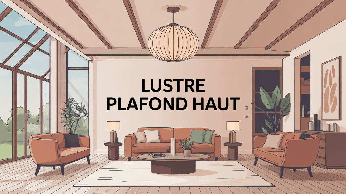 lustre plafond haut central dans intérieur spacieux