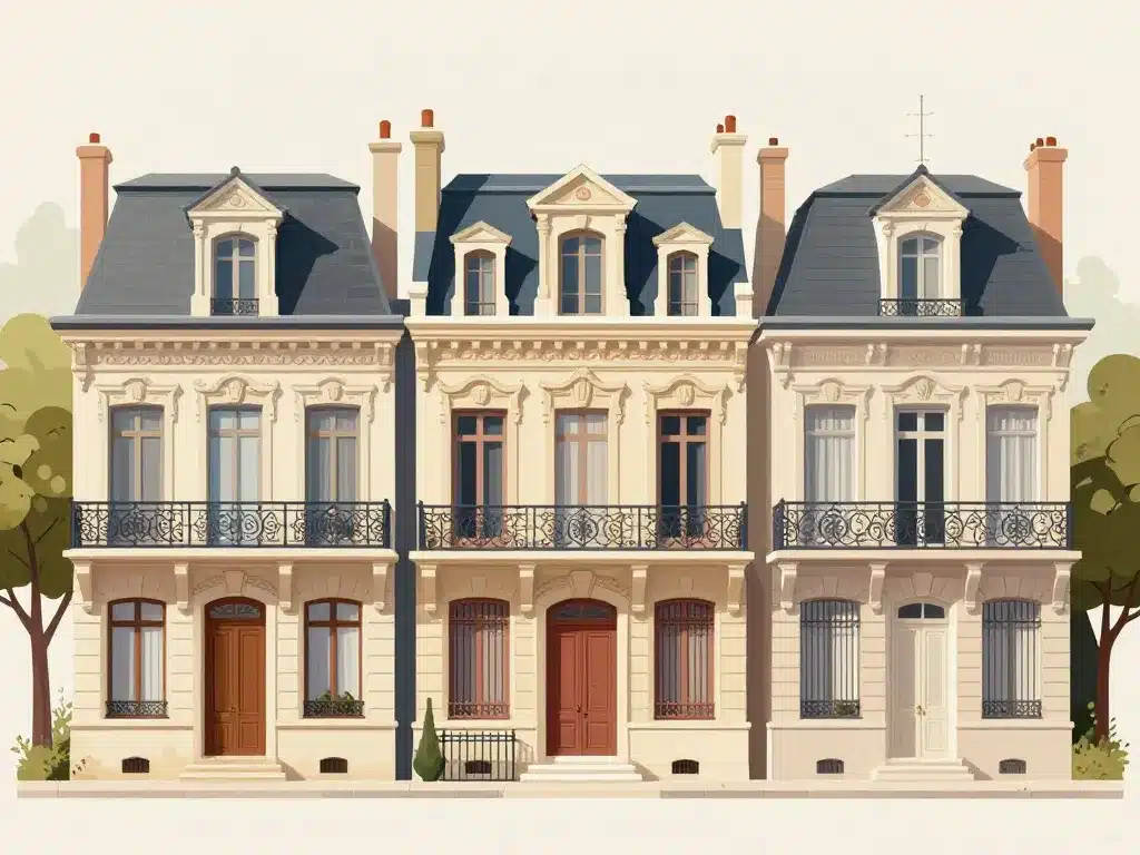 façades maison 1900 avec détails typiques