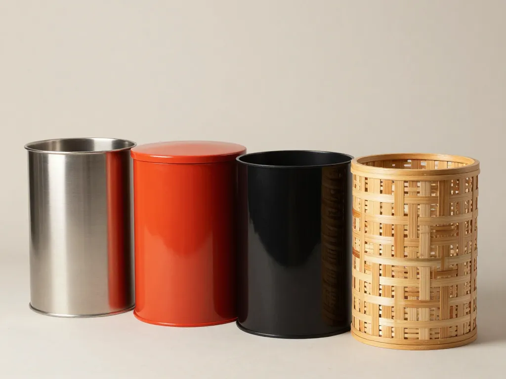 poubelle jolie inox métal plastique bambou