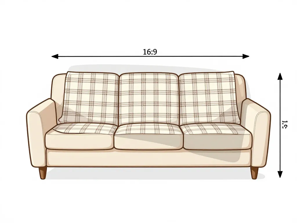 Schéma mesure plaid canapé grande taille sur trois places