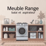 illustration meuble range balai et aspirateur intérieur design