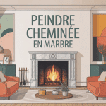 peindre du marbre cheminee en salon avec deco moderne