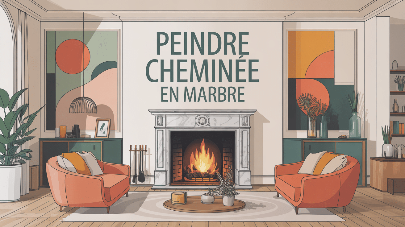 peindre du marbre cheminee en salon avec deco moderne