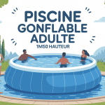 Illustration piscine gonflable adulte 1m50 hauteur fond jardin été