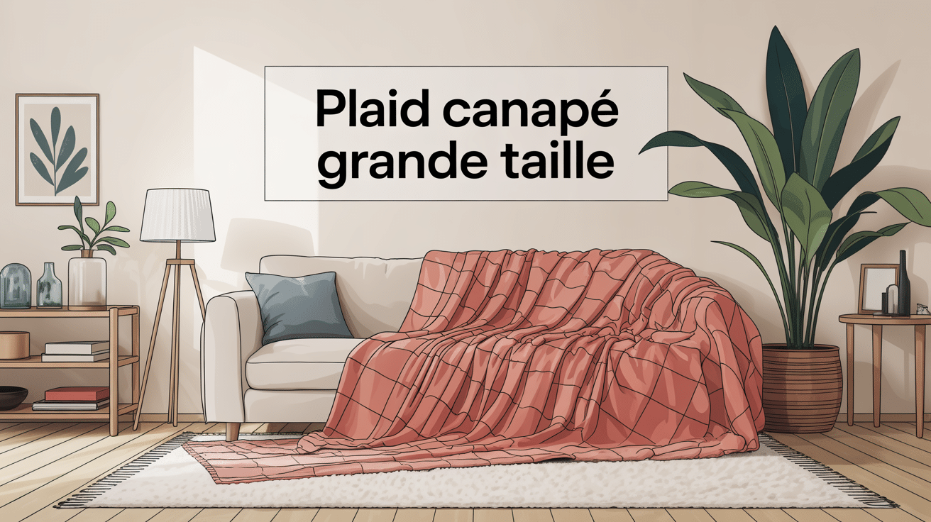Plaid canapé grande taille sur canapé large dans salon chaleureux