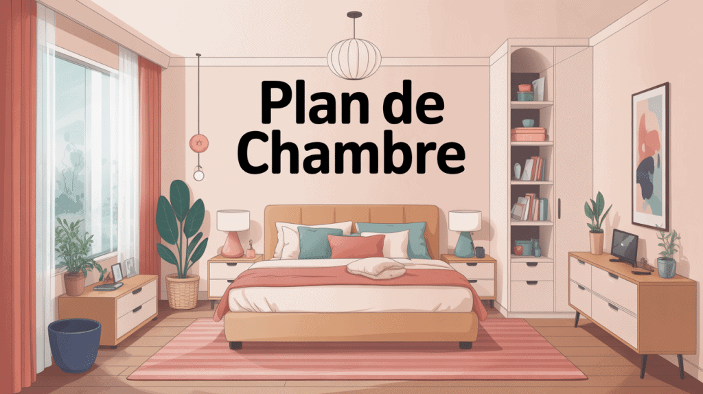 plan chambre illustration globale aménagement moderne