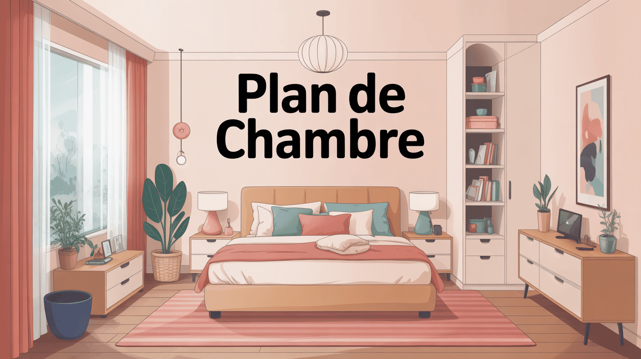 plan chambre illustration globale aménagement moderne