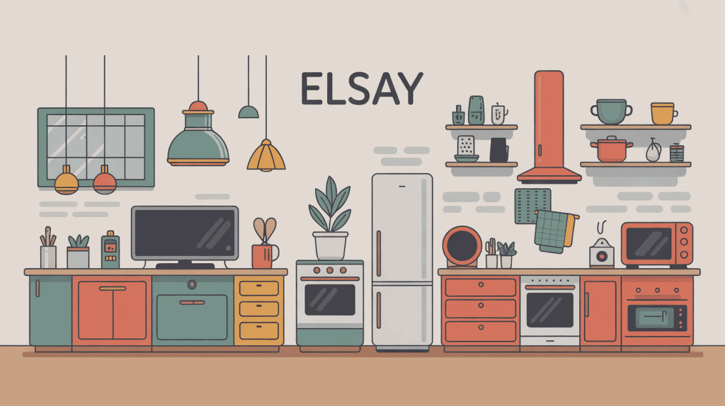 Illustration SEO que vaut la marque elsay, appareils électroniques en composition moderne