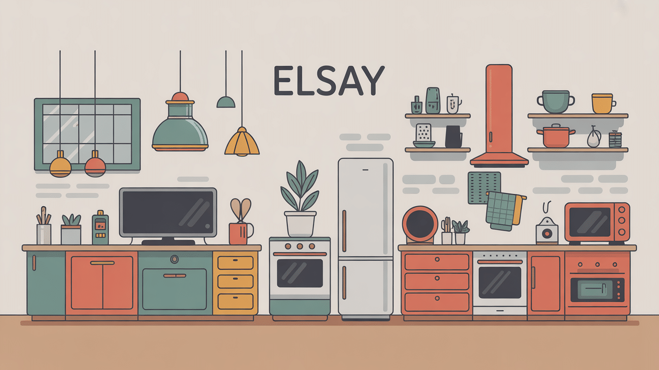 Illustration SEO que vaut la marque elsay, appareils électroniques en composition moderne