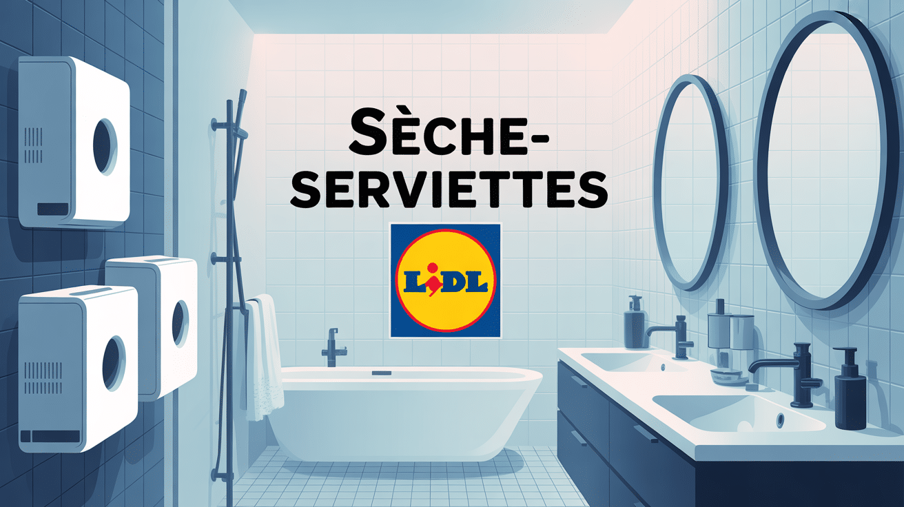 illustration stylisée seche serviette lidl en salle de bains
