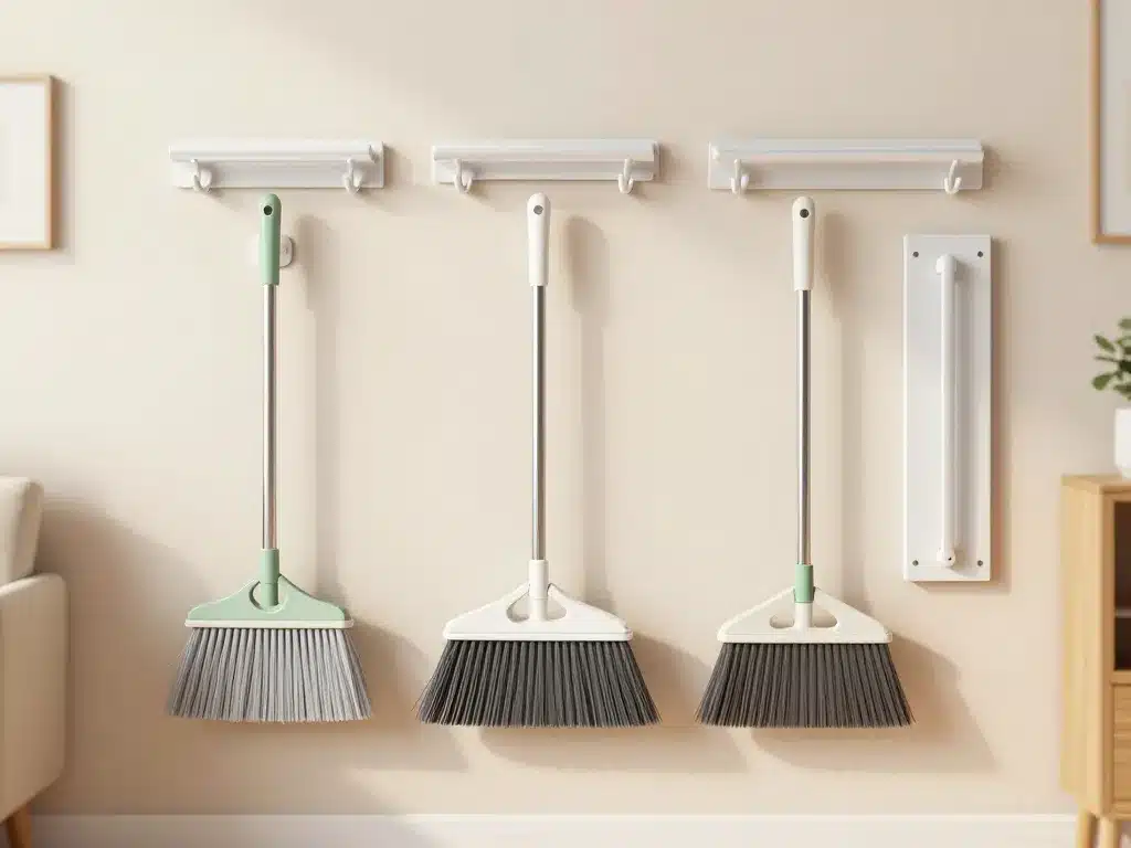 support balai mural différents types crochets pinces