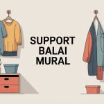 support balai mural placard organisé illustration