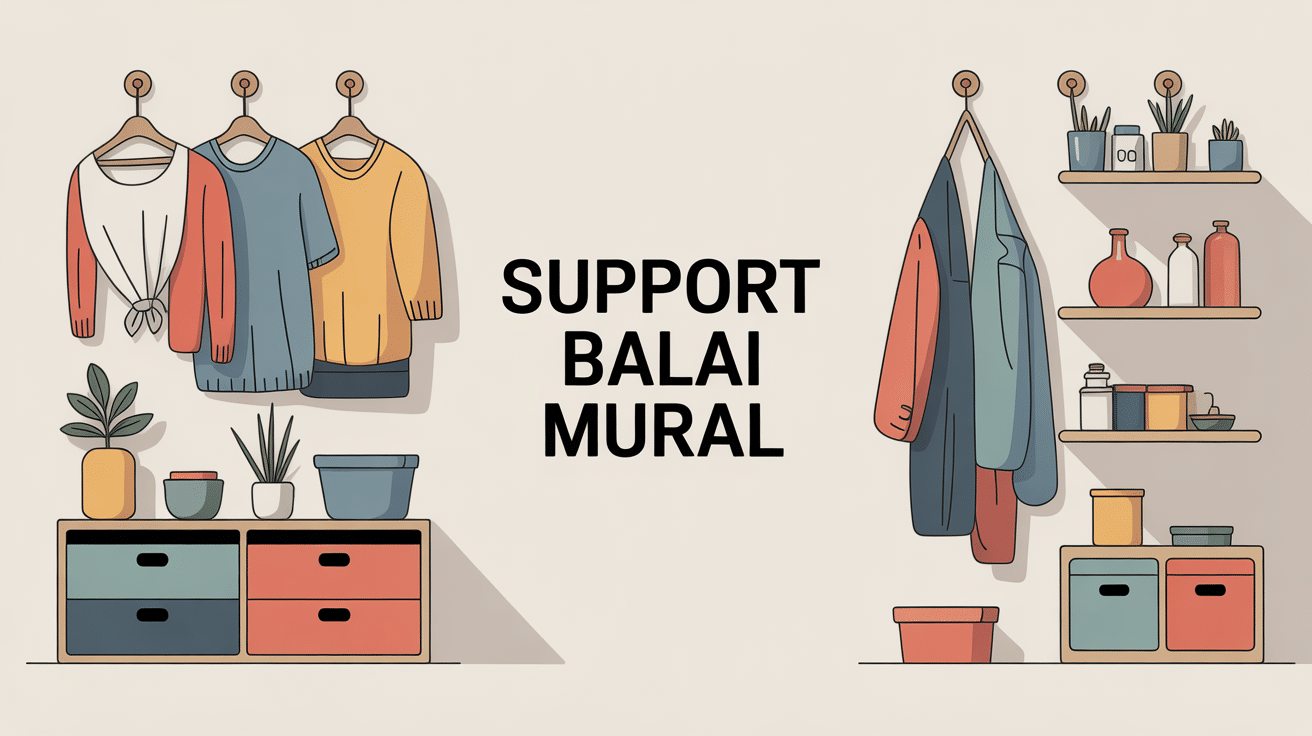 support balai mural placard organisé illustration