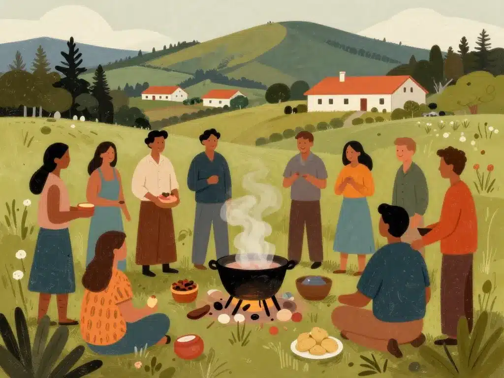 Illustration curanto origines tradition Chiloé