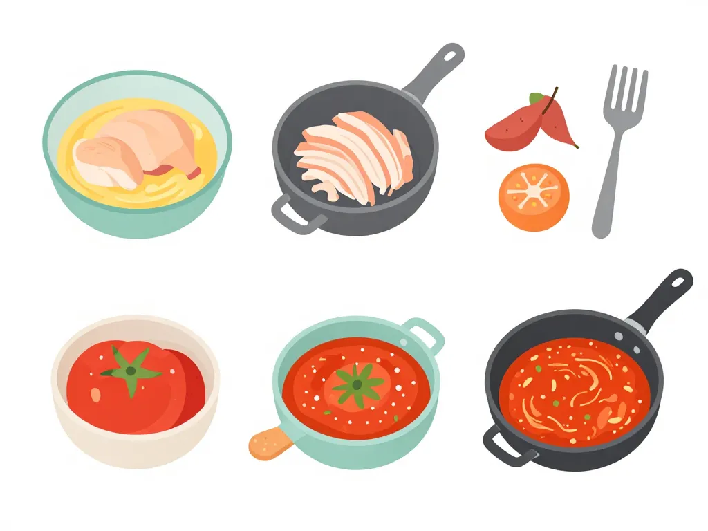 diagramme étapes cuisson poulet tinga