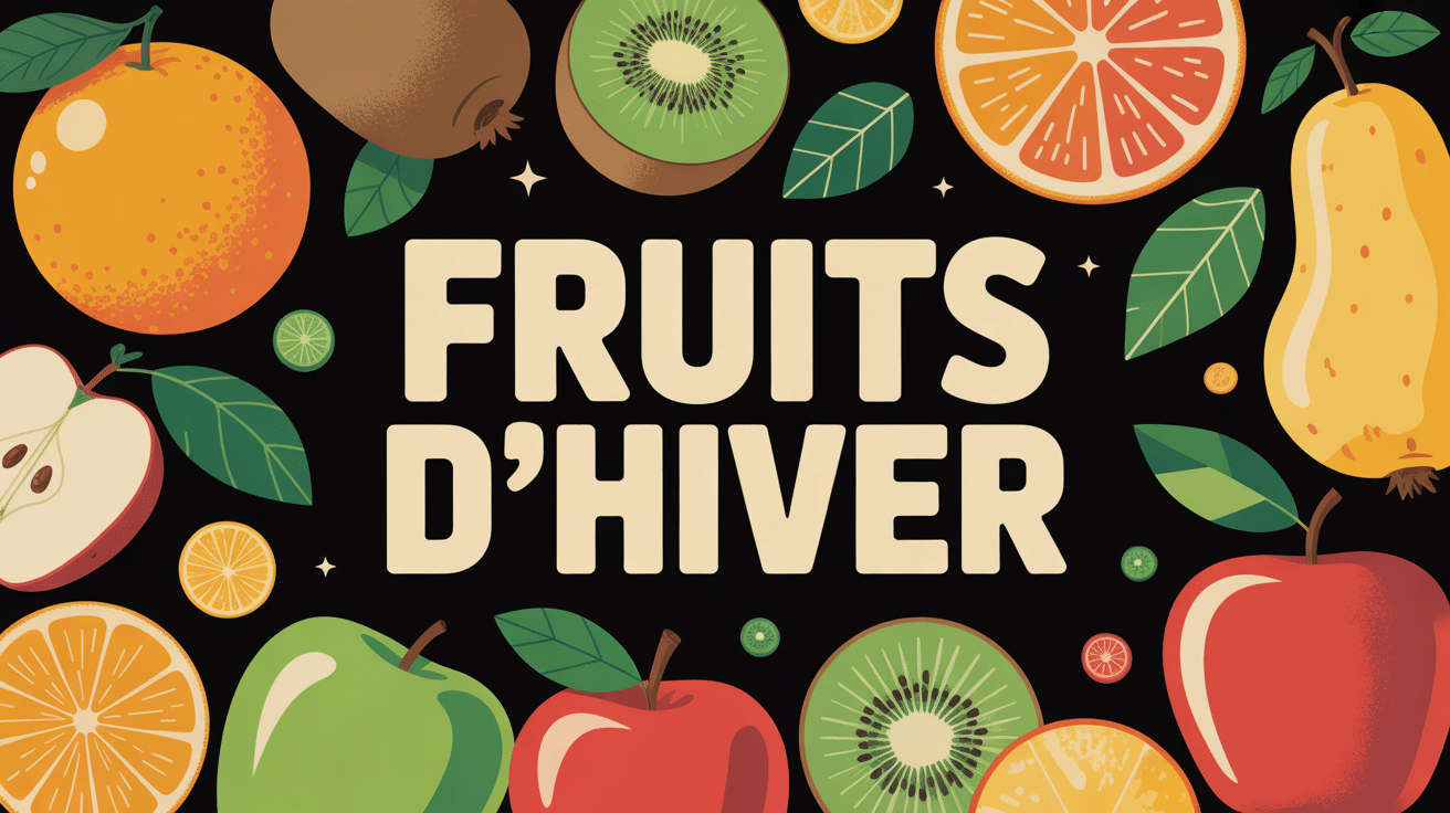 fruit d hiver oranges kiwis pommes poires illustration