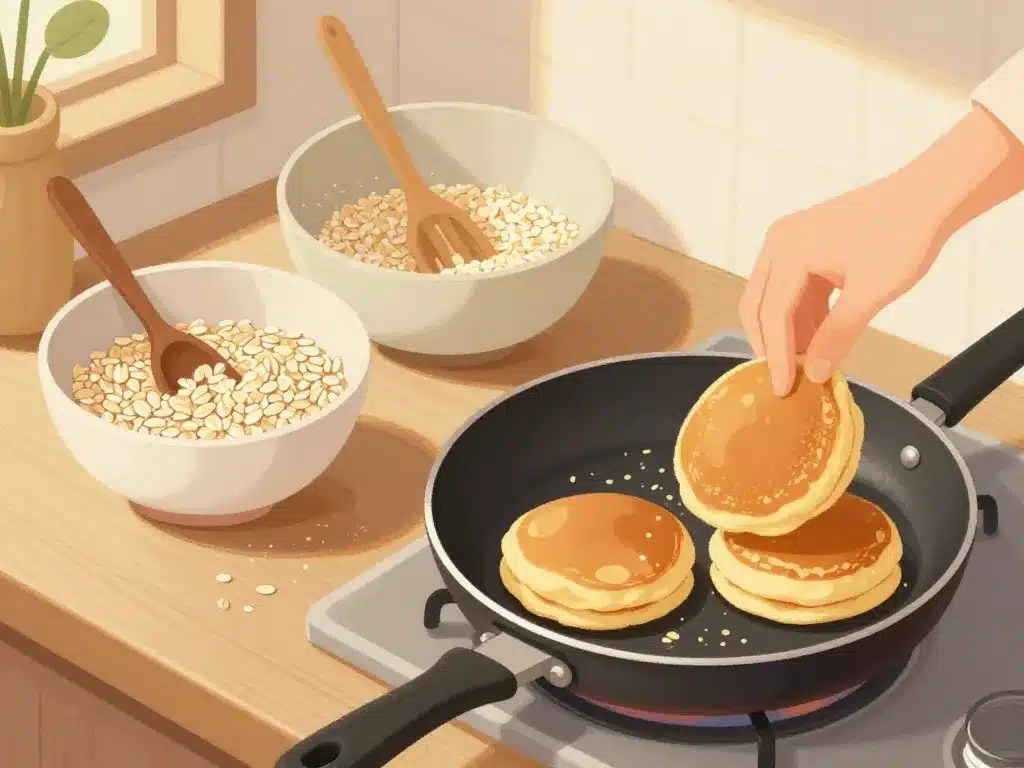 Préparation galettes au flocons d'avoine ingrédients et cuisson