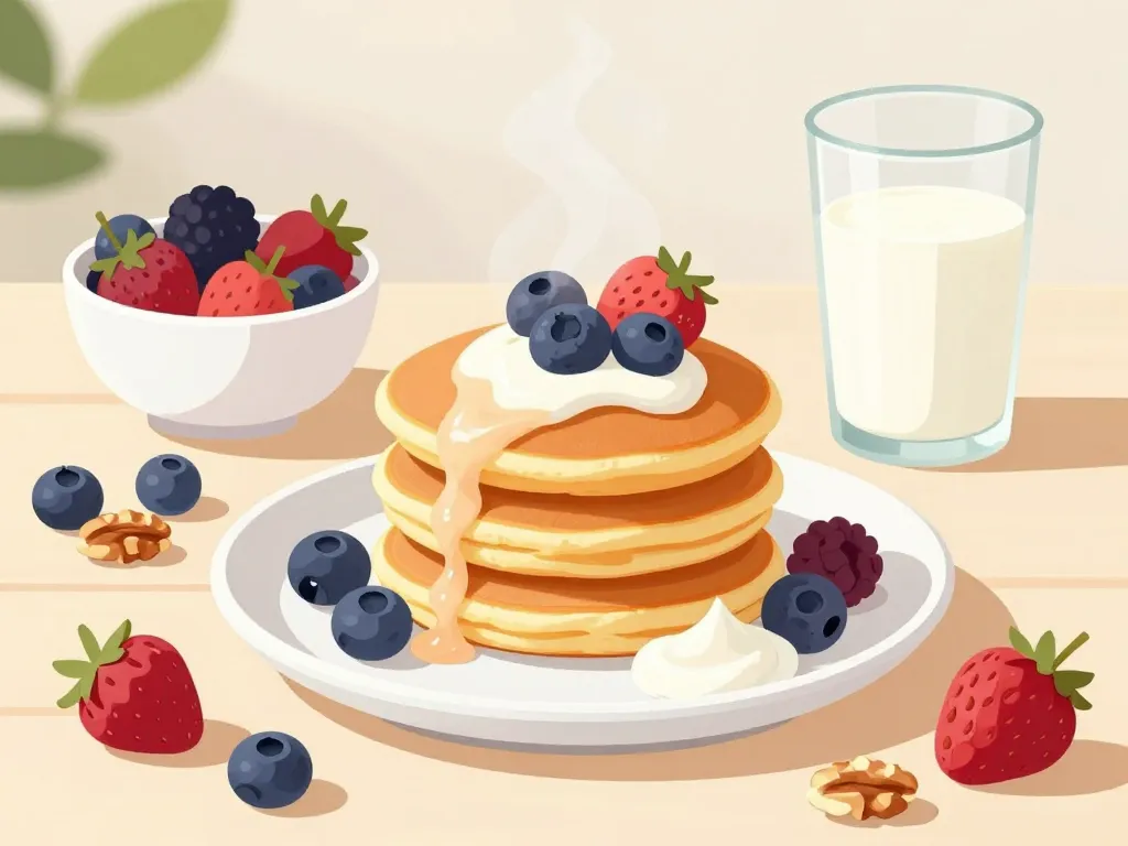 Galettes au flocons d'avoine sucrées avec fruits et yaourt