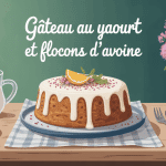 Gateau yaourt flocon d'avoine sur table petit-déjeuner