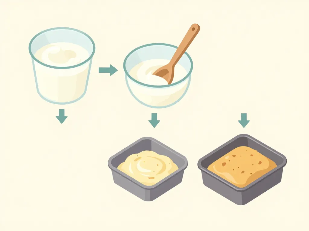 Étapes recette gateau yaourt flocon d'avoine illustration