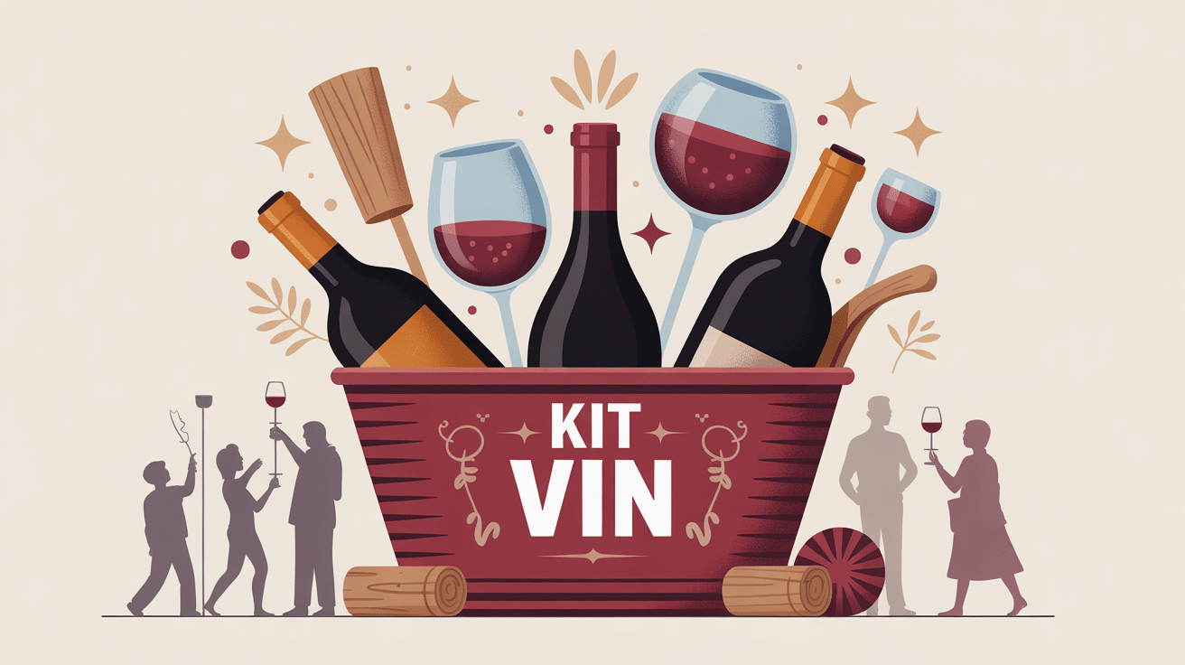 kit vin illustration choix coffret vectorielle rouge or