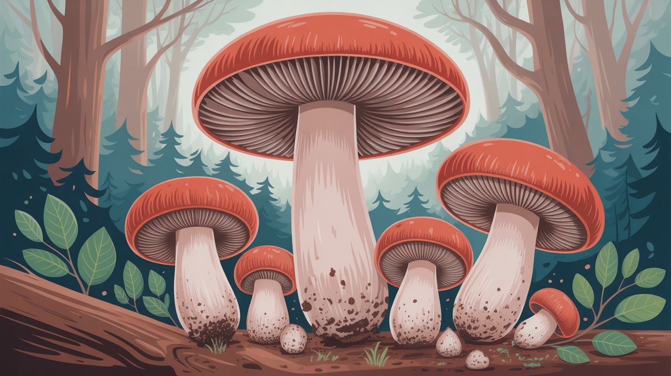 oreille de cochon champignon illustration forestière sous-bois