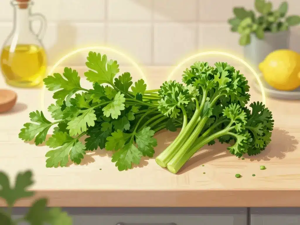 Par quoi remplacer le persil image de persil frais sur un plan de travail