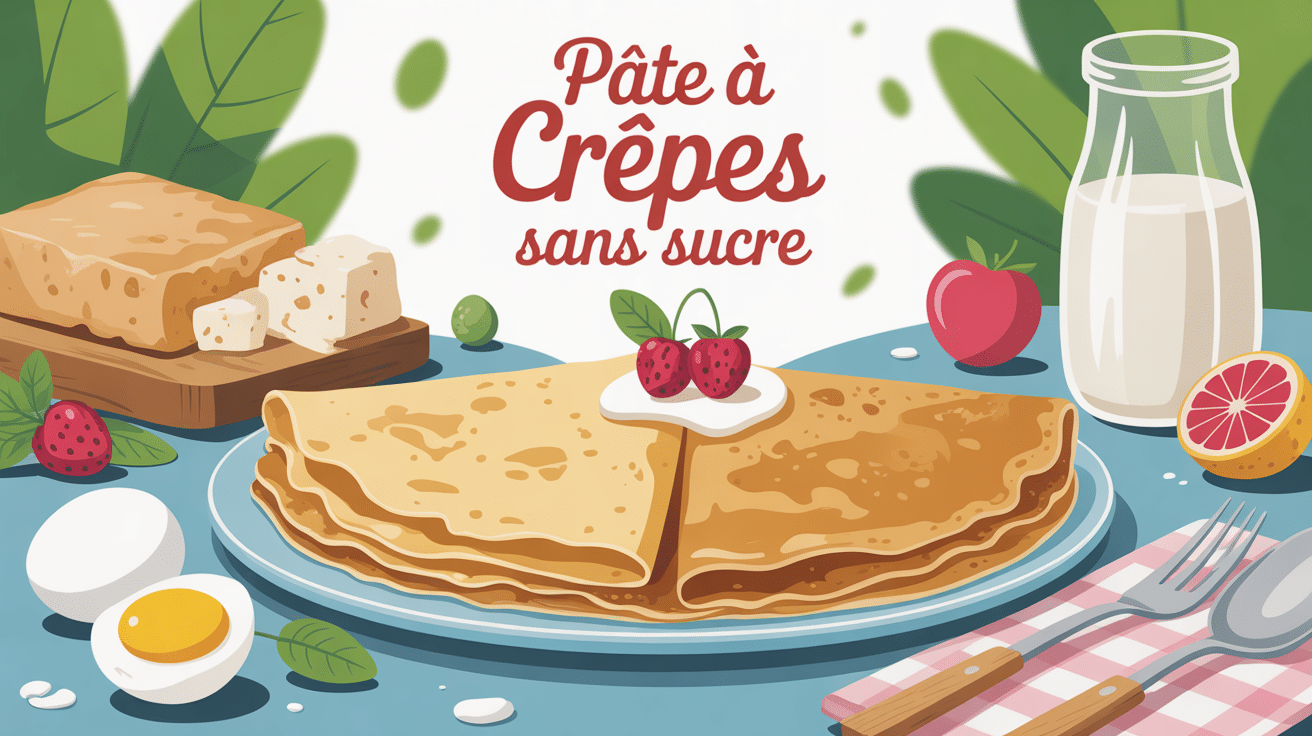 pâte a crêpes sans sucre illustration assiette crêpes moelleuses ingrédients naturels