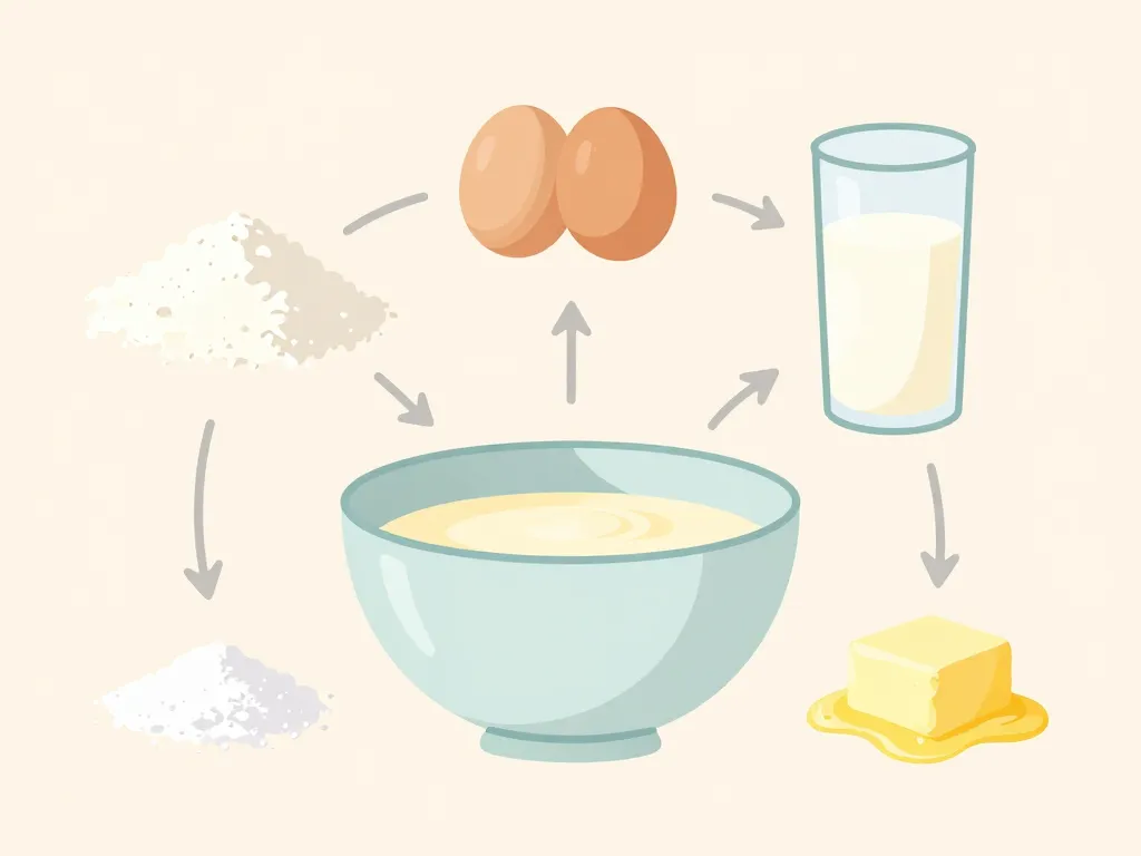 pâte a crêpes sans sucre diagramme ingrédients mélange
