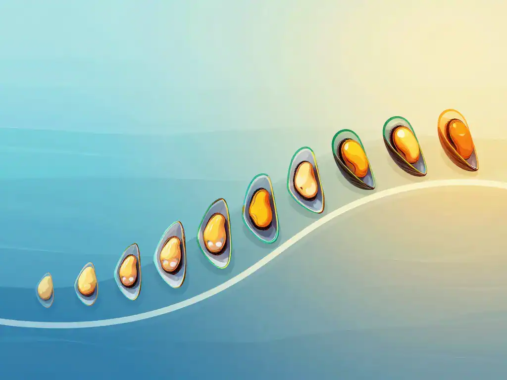 Chronologie visuelle saison des moules Bretagne