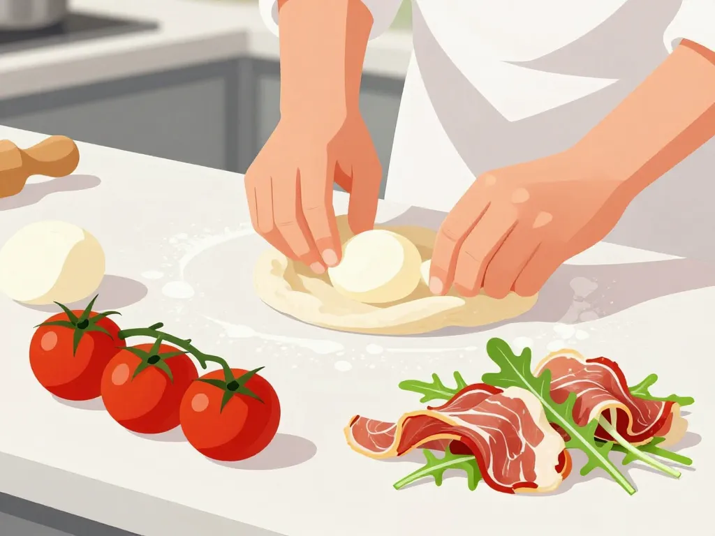 pizza campione préparation pâte ingrédients frais