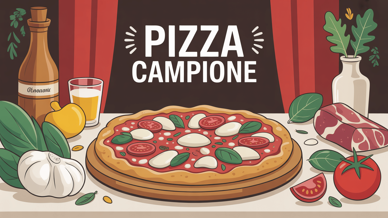 pizza campione élégante avec ingrédients premium