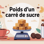 poid carre sucre plusieurs morceaux sur balance avec café