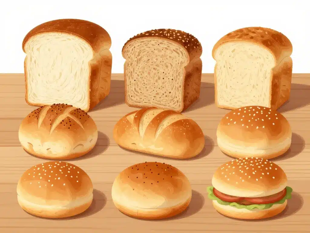 Poids d un petit pain différents types comparaison visuelle