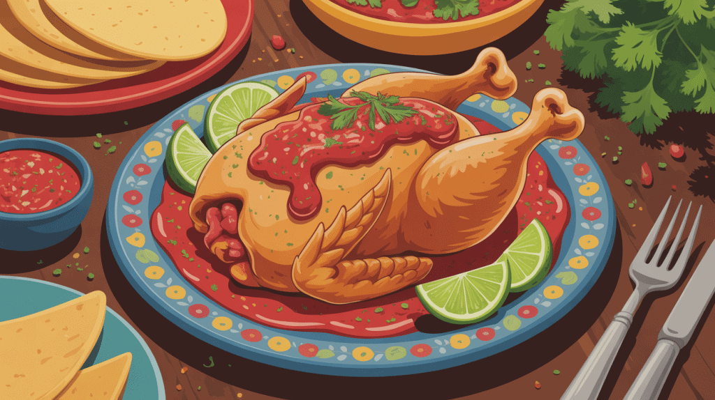 poulet tinga en sauce tomate et tortillas