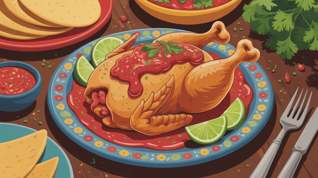 poulet tinga en sauce tomate et tortillas