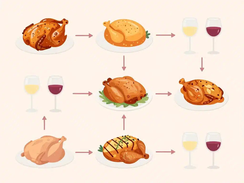 Diagramme quel vin avec du poulet modes cuisson accords