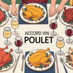 Quel vin avec du poulet sur table élégante vin blanc rouge