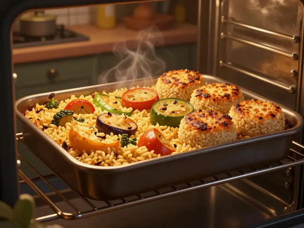 Recette avec des restes de riz cuisinés au four