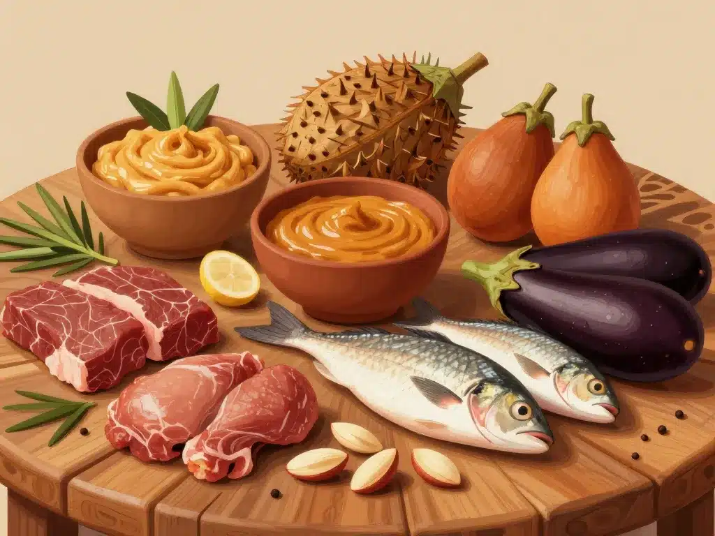 Ingrédients sauce graine recette avec graine de palme et viande